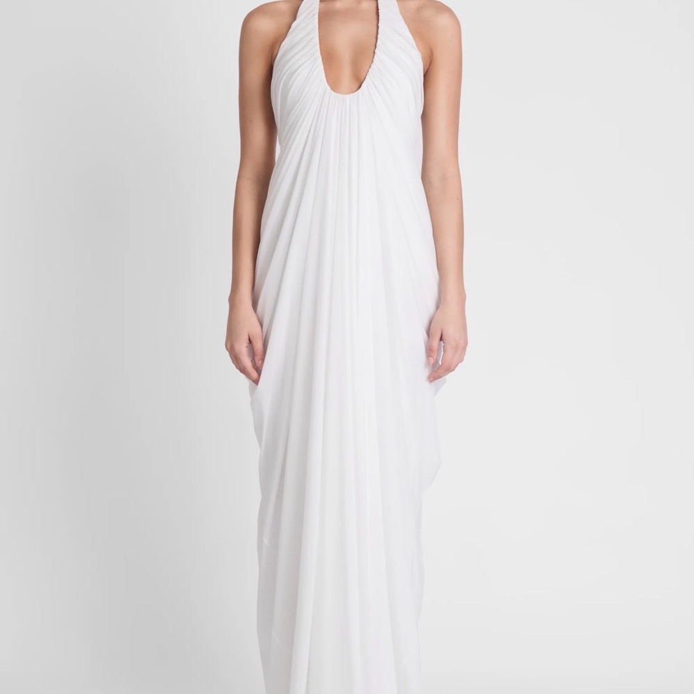 Elegant White Halter Maxi Dress